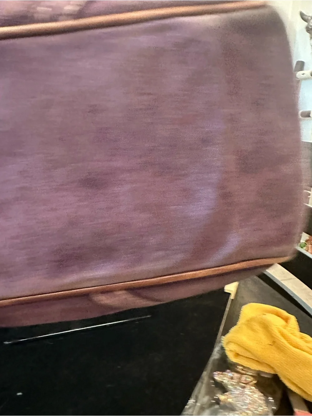 Coach #344 Vintage Hamptons Gallery Plum Suede Tote with Leather Trim